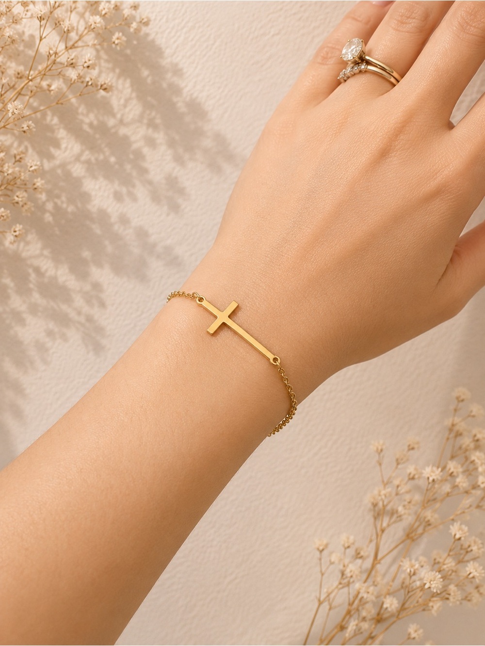 Gold Plated Cross Chain Bracelet - Women Jewelry